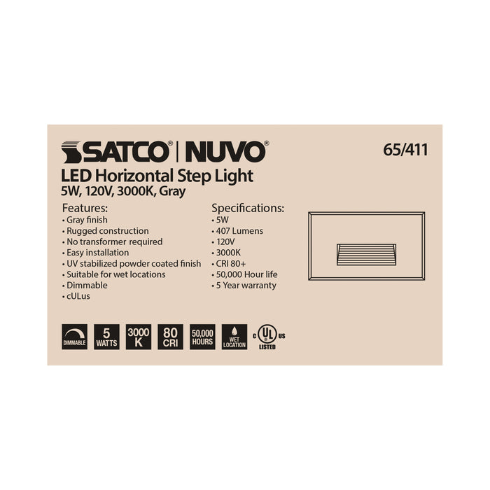 SATCO/NUVO LED Horizontal Step Light 5W Gray Finish 120V 3000K (65-411)