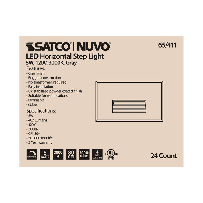 SATCO/NUVO LED Horizontal Step Light 5W Gray Finish 120V 3000K (65-411)