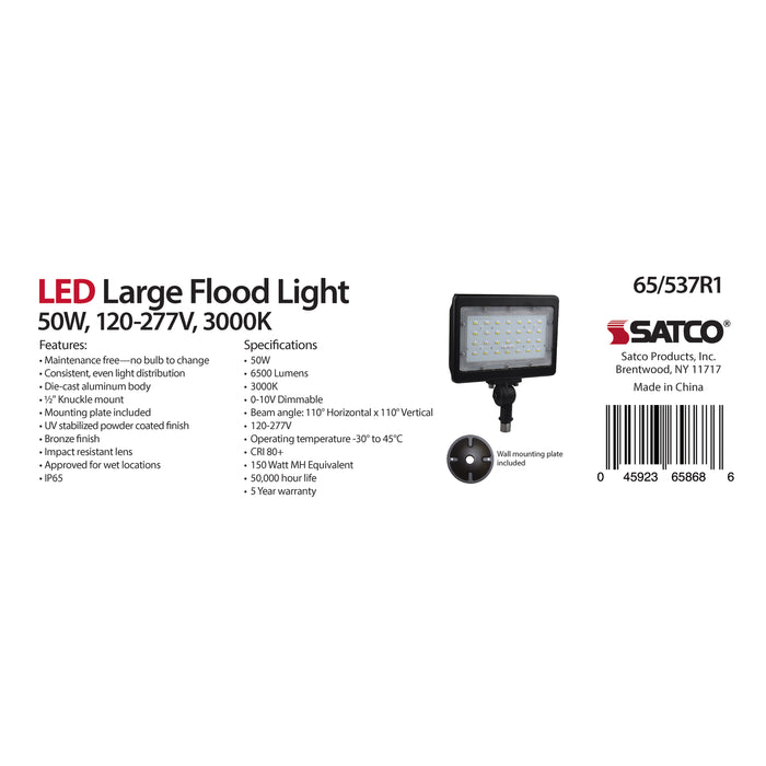 SATCO/NUVO LED Large Flood Light 50W 3000K 5717Lm 120V 80 CRI Bronze Dimmable (65-537R1)