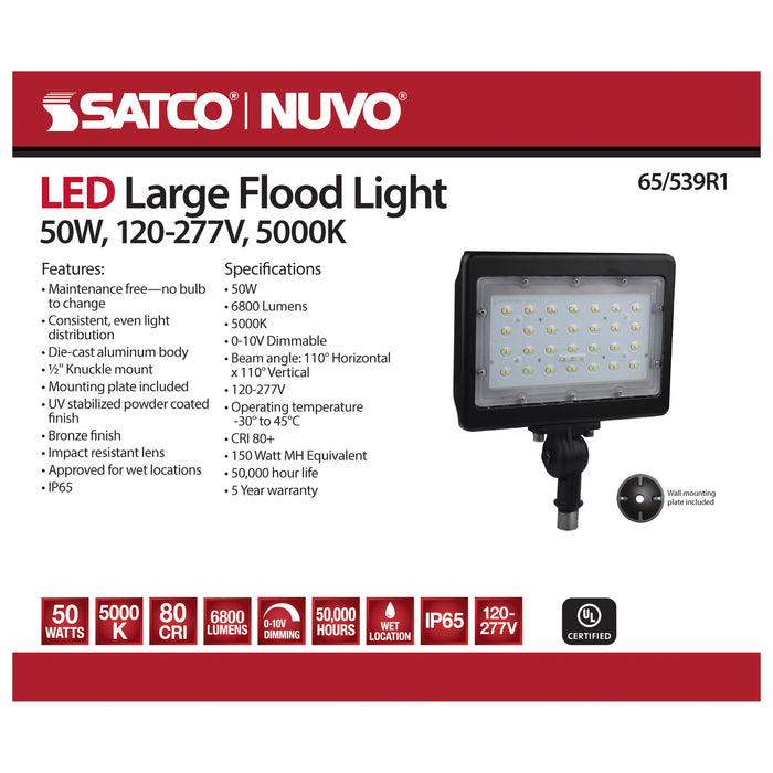 SATCO/NUVO LED Large Flood Light 50W 5000K 5793Lm 120V 80 CRI Bronze Dimmable (65-539R1)