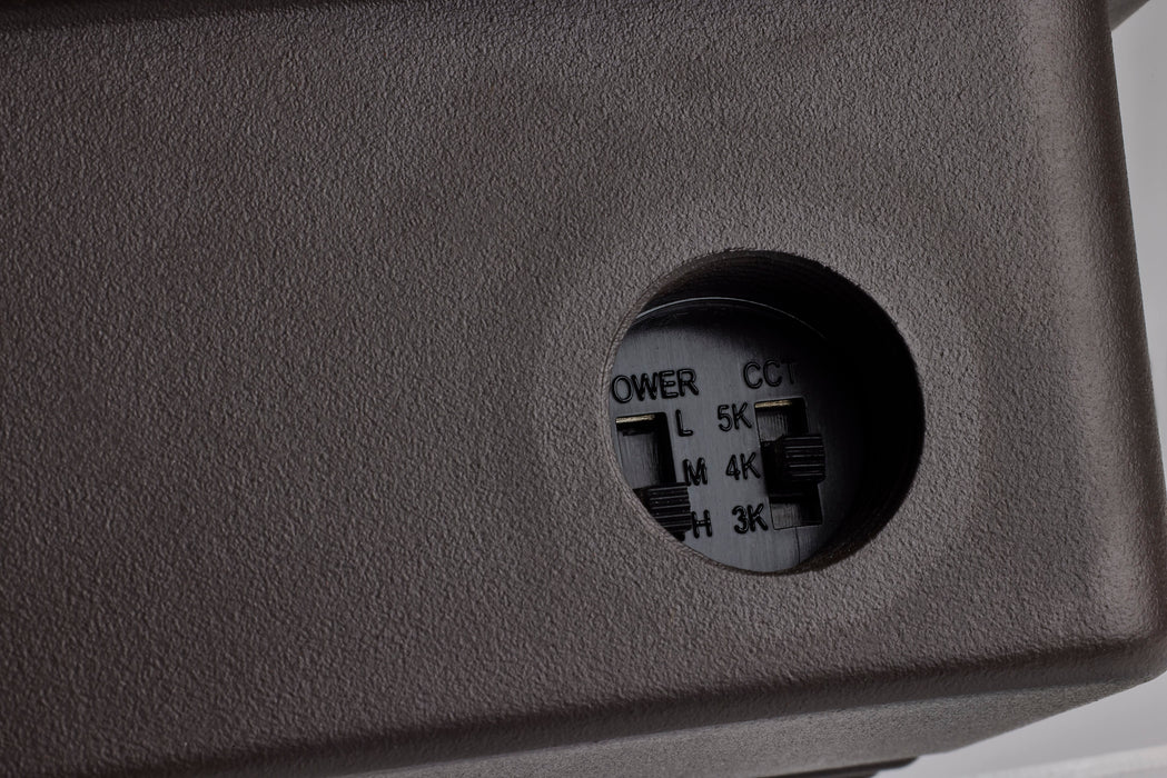 SATCO/NUVO LED Tempered Glass Flood Light With Bypassable Photocell Wattage/CCT Selectable 45W/60W/80W 3000K/4000K/5000K Colorquick/Powerquick Technology Bronze(65-542)