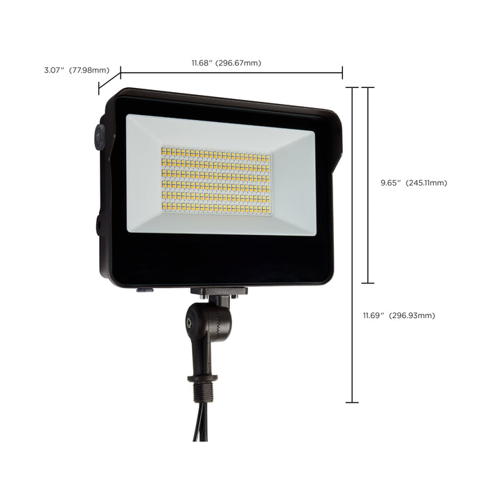 SATCO/NUVO LED Tempered Glass Flood Light With Bypassable Photocell Wattage/CCT Selectable 45W/60W/80W 3000K/4000K/5000K Colorquick/Powerquick Technology Bronze(65-542)