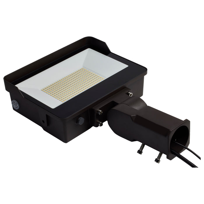 SATCO/NUVO LED Tempered Glass Flood Light With Bypassable Photocell Wattage/CCT Selectable 100W/125W/150W 3000K/4000K/5000K Colorquick/Powerquick Technology Bronze (65-543)