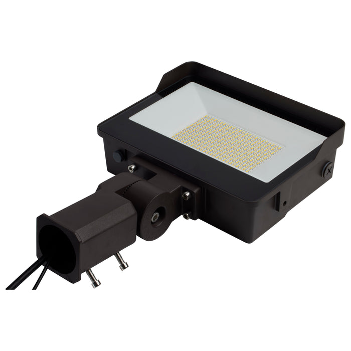 SATCO/NUVO LED Tempered Glass Flood Light With Bypassable Photocell Wattage/CCT Selectable 100W/125W/150W 3000K/4000K/5000K Colorquick/Powerquick Technology Bronze (65-543)