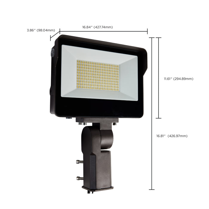 SATCO/NUVO LED Tempered Glass Flood Light With Bypassable Photocell Wattage/CCT Selectable 100W/125W/150W 3000K/4000K/5000K Colorquick/Powerquick Technology Bronze (65-543)
