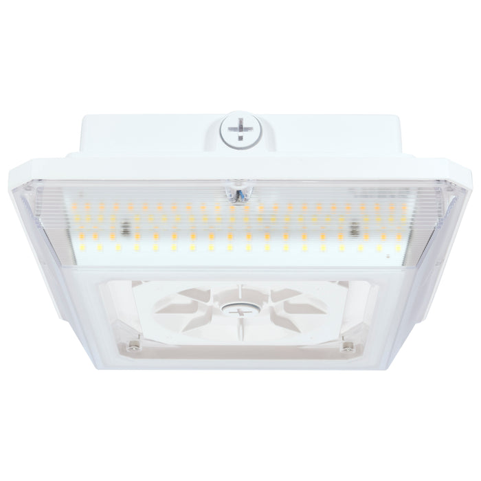 SATCO/NUVO LED Wide Beam Angle Canopy Square Wattage/CCT Selectable 60W/75W/90W 3000K/4000K/5000K 120-277V 80 CRI 0-10V Dimming White (65-635)