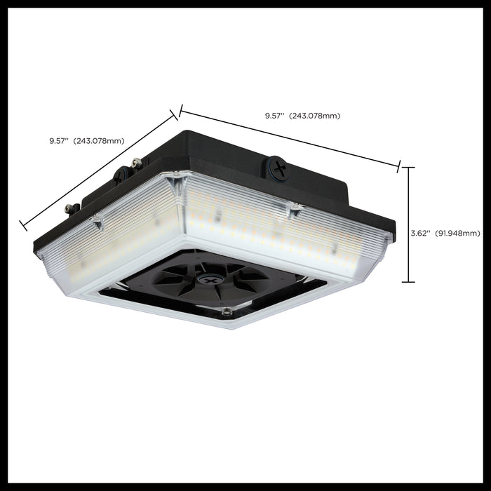 SATCO/NUVO LED Wide Beam Angle Canopy Square Wattage/CCT Selectable 20W/30W/45W 3000K/4000K/5000K 120-277V 80 CRI 0-10V Dimming Black (65-636)