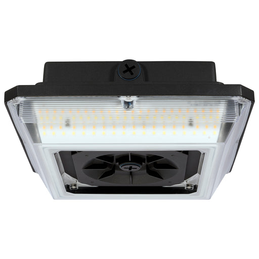 SATCO/NUVO LED Wide Beam Angle Canopy Square Wattage/CCT Selectable 60W/75W/90W 3000K/4000K/5000K 120-277V 80 CRI 0-10V Dimming Black (65-637)