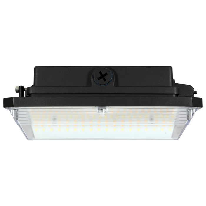 SATCO/NUVO LED Wide Beam Angle Canopy Square Wattage/CCT Selectable 60W/75W/90W 3000K/4000K/5000K 120-277V 80 CRI 0-10V Dimming Black (65-637)