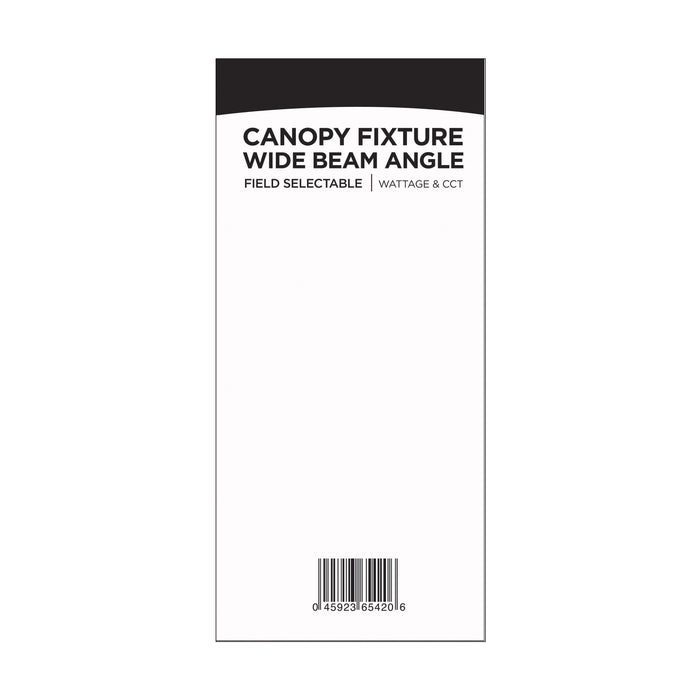 SATCO/NUVO LED Wide Beam Angle Canopy Square Wattage/CCT Selectable 60W/75W/90W 3000K/4000K/5000K 120-277V 80 CRI 0-10V Dimming Black (65-637)