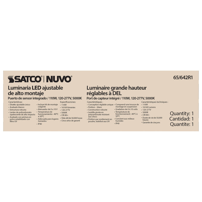 SATCO/NUVO LED Adjustable High Bay 110W 5000K Integrated Sensor Port 120-277V (65-642R1)