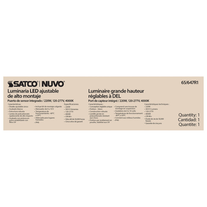 SATCO/NUVO LED Adjustable High Bay 220W 4000K Integrated Sensor Port 120-277V (65-647R1)