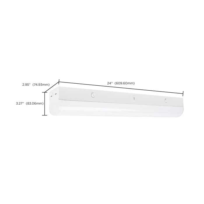 SATCO/NUVO LED 2 Foot Linear Strip Light Wattage/CCT Selectable 15W/20W/25W 3500K/4000K/5000K White Finish 120-277V Integrated Emergency Battery Backup And Sensor (65-698R1)