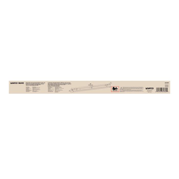 SATCO/NUVO LED 4 Foot Linear Strip Light 30W/40W/50W White Finish CCT Selectable 100-277V Integrated EM And Sensor (65-699)