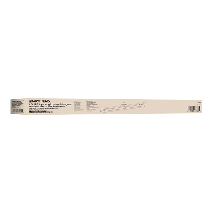 SATCO/NUVO LED 4 Foot Linear Strip Light 30W/40W/50W White Finish CCT Selectable 100-277V Integrated EM And Sensor (65-699)
