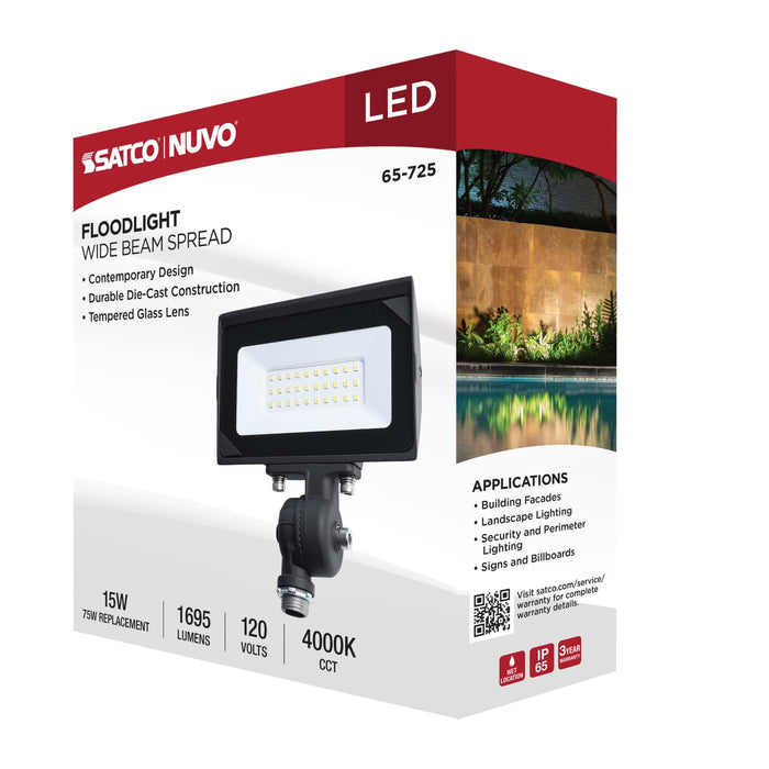 SATCO/NUVO 15W LED DOB Tempered Glass Flood Light 4000K 1695Lm 80 CRI Non-Dimmable 120V Bronze (65-725)