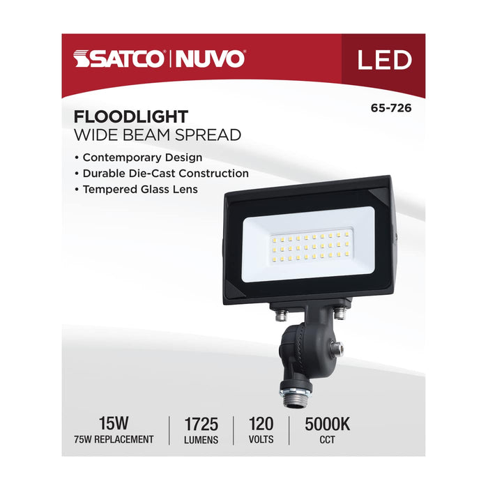 SATCO/NUVO 15W LED DOB Tempered Glass Flood Light 5000K 1725Lm 80 CRI Non-Dimmable 120V Bronze (65-726)