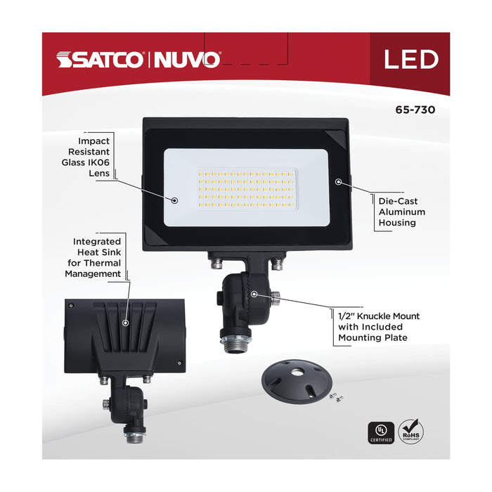 SATCO/NUVO 50W LED DOB Tempered Glass Flood Light 5000K 5750Lm 80 CRI Non-Dimmable 120V Bronze (65-730)