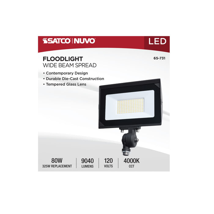 SATCO/NUVO 80W LED DOB Tempered Glass Flood Light 4000K 9040Lm 80 CRI Non-Dimmable 120V Bronze (65-731)