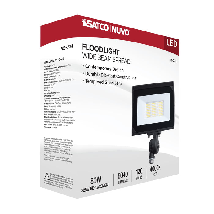 SATCO/NUVO 80W LED DOB Tempered Glass Flood Light 4000K 9040Lm 80 CRI Non-Dimmable 120V Bronze (65-731)