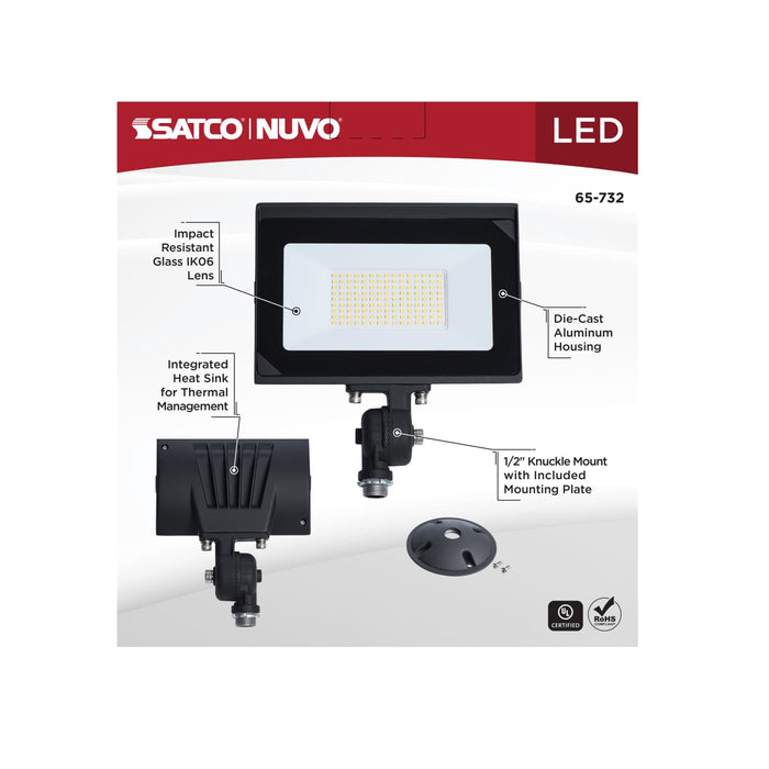 SATCO/NUVO 80W LED DOB Tempered Glass Flood Light 5000K 9200Lm 80 CRI Non-Dimmable 120V Bronze (65-732)