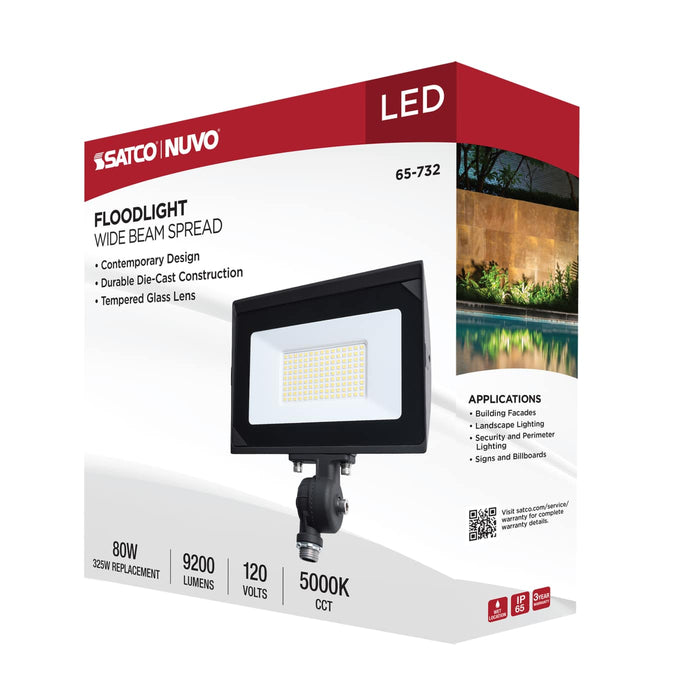 SATCO/NUVO 80W LED DOB Tempered Glass Flood Light 5000K 9200Lm 80 CRI Non-Dimmable 120V Bronze (65-732)