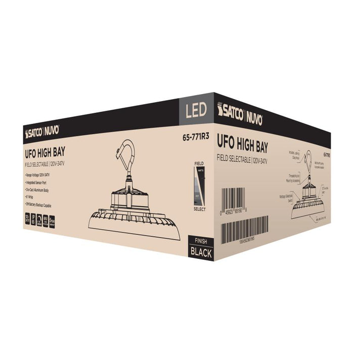 SATCO/NUVO LED UFO High Bay Wattage/CCT Selectable 150W/175W/200W 3000K/4000K/5000K 120-347V Black Finish (65-771R3)