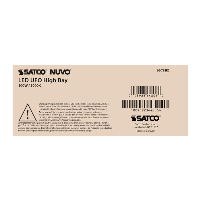 SATCO/NUVO 100W UFO LED High Bay 5000K 14400Lm 120-277V Black Finish (65-782R2)