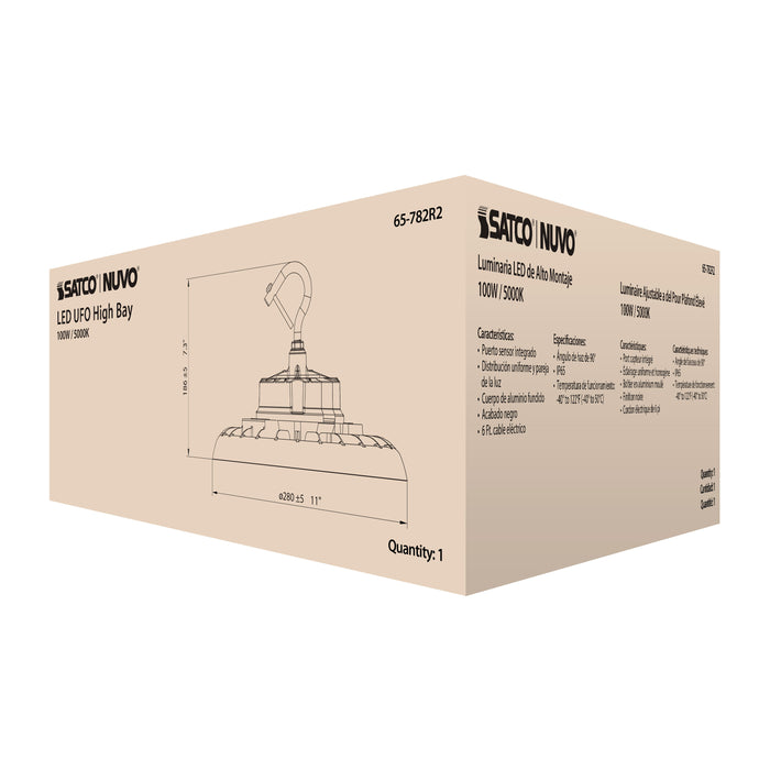 SATCO/NUVO 100W UFO LED High Bay 5000K 14400Lm 120-277V Black Finish (65-782R2)