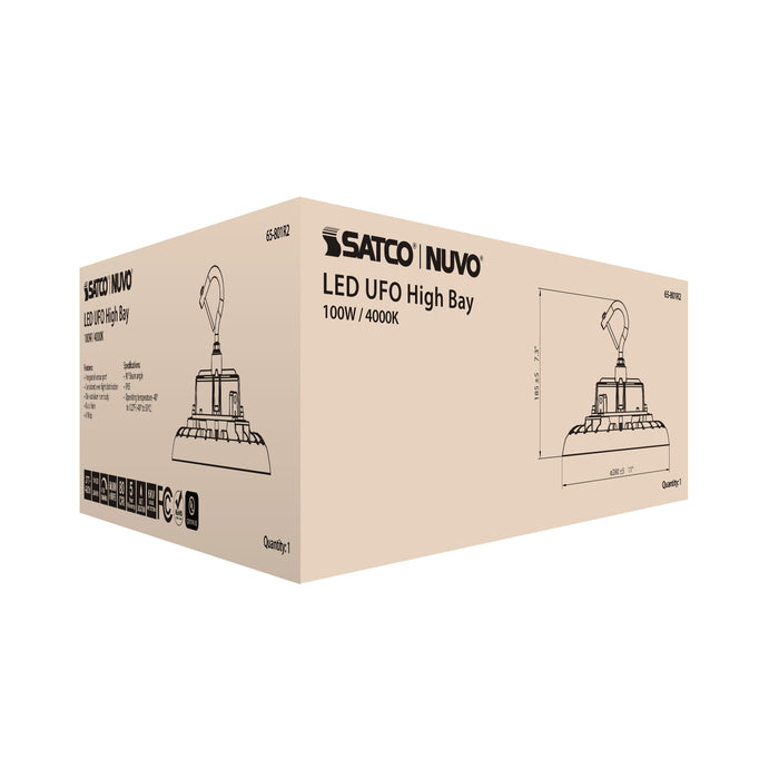 SATCO/NUVO 100W UFO LED High Bay 4000K 14100Lm 277-480V Black Finish (65-801R2)