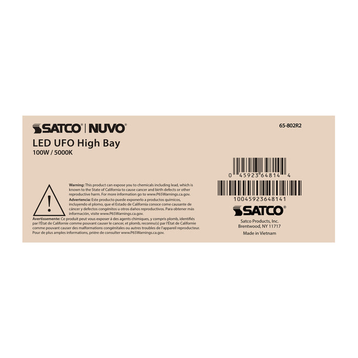 SATCO/NUVO 100W UFO LED High Bay 5000K 14500Lm 277-480V Black Finish (65-802R2)