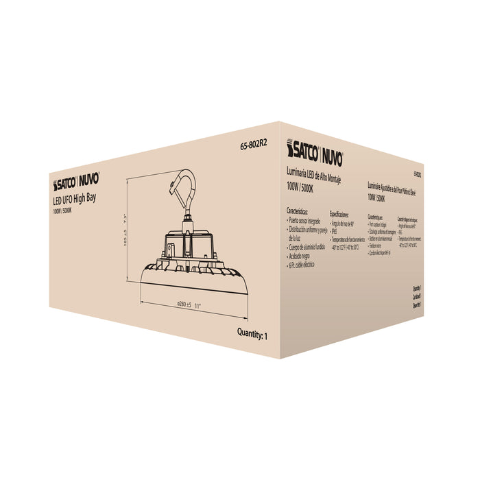 SATCO/NUVO 100W UFO LED High Bay 5000K 14500Lm 277-480V Black Finish (65-802R2)