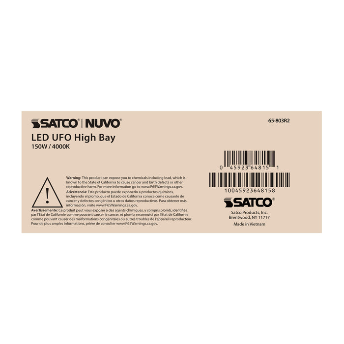 SATCO/NUVO 150W UFO LED High Bay 4000K 21000Lm 277-480V Black Finish (65-803R2)