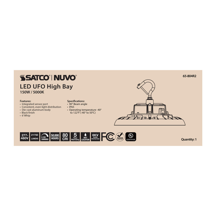 SATCO/NUVO 150W UFO LED High Bay 5000K 21750Lm 277-480V Black Finish (65-804R2)