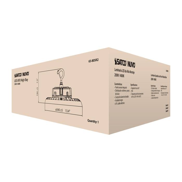 SATCO/NUVO 200W UFO LED High Bay 4000K 28200Lm 277-480V Black Finish (65-805R2)