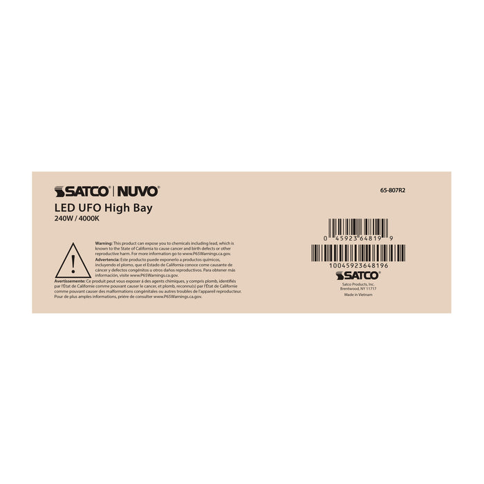 SATCO/NUVO 240W UFO LED High Bay 4000K 33840Lm 277-480V Black Finish (65-807R2)