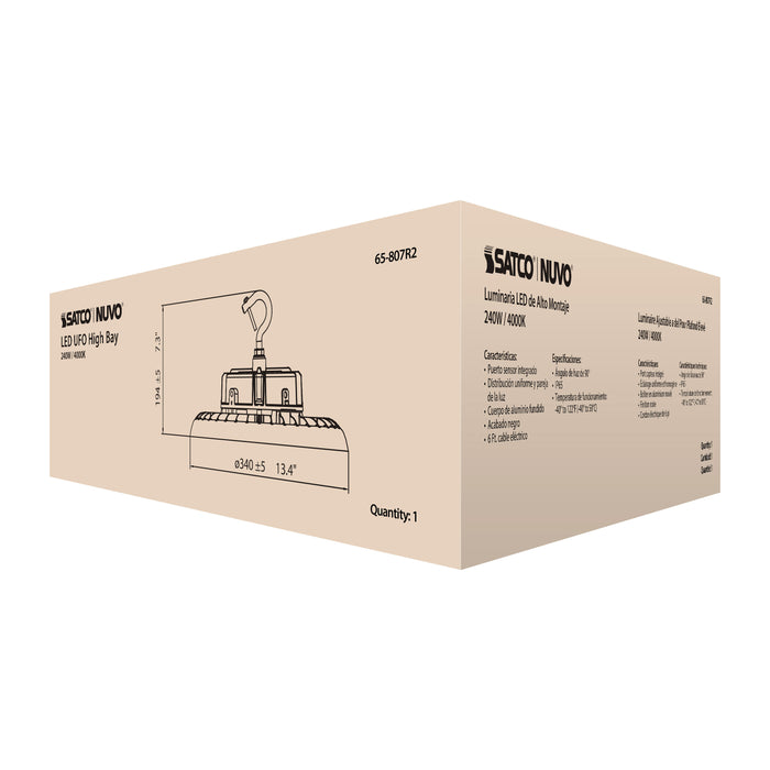 SATCO/NUVO 240W UFO LED High Bay 4000K 33840Lm 277-480V Black Finish (65-807R2)