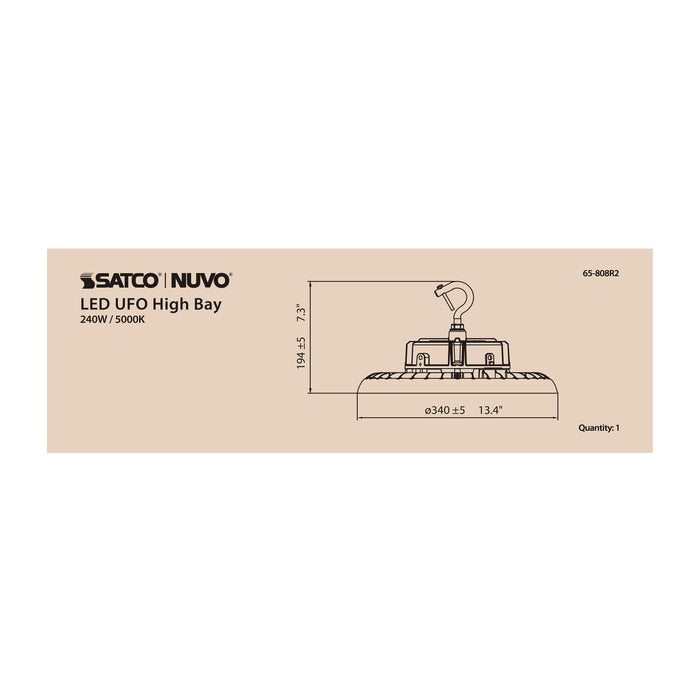 SATCO/NUVO 240W UFO LED High Bay 5000K 34800Lm 277-480V Black Finish (65-808R2)
