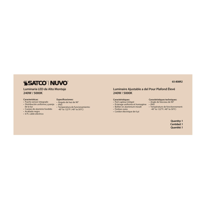 SATCO/NUVO 240W UFO LED High Bay 5000K 34800Lm 277-480V Black Finish (65-808R2)