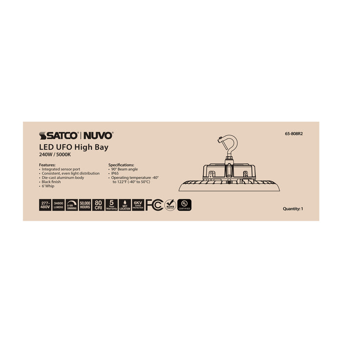 SATCO/NUVO 240W UFO LED High Bay 5000K 34800Lm 277-480V Black Finish (65-808R2)