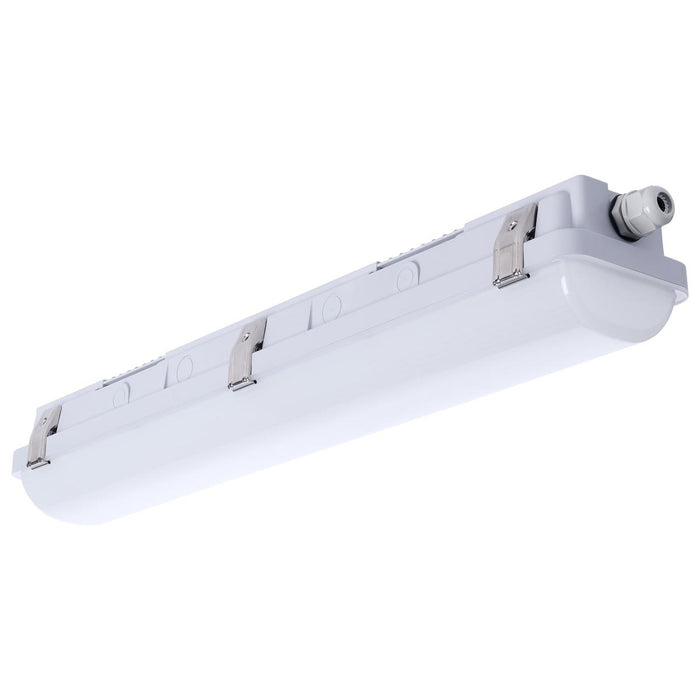 SATCO/NUVO 20W LED 2 Foot Linear Vapor Proof Fixture CCT Selectable 3000K/4000K/5000K Emergency Battery Integrated Microwave Sensor 120-347V (65-838)