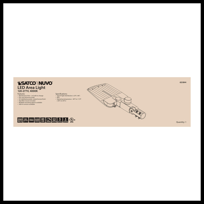 SATCO/NUVO LED Area Light Type III 200W Bronze Finish 4000K 120-277V (65-844)