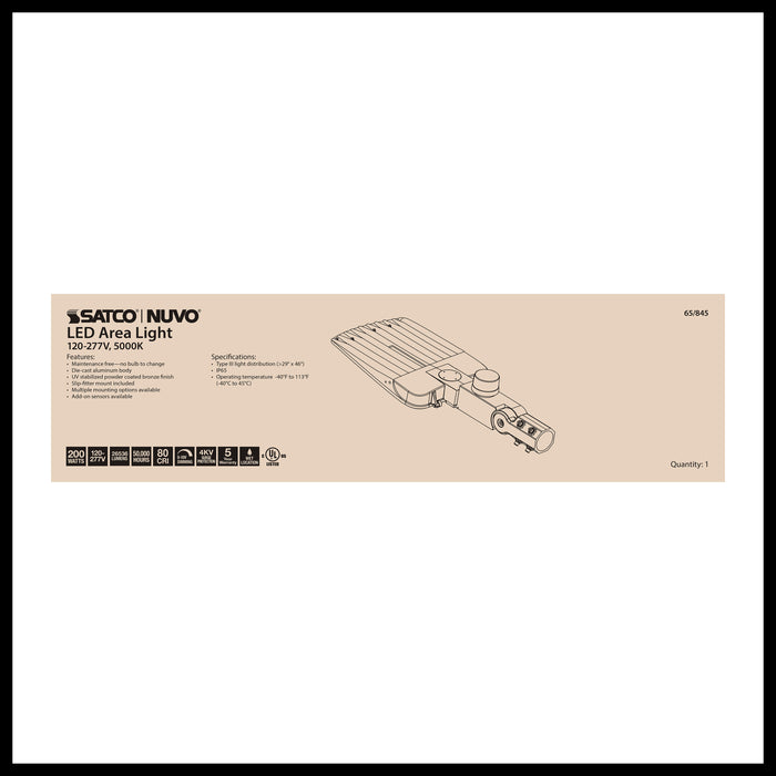 SATCO/NUVO LED Area Light Type III 200W Bronze Finish 5000K 120-277V (65-845)