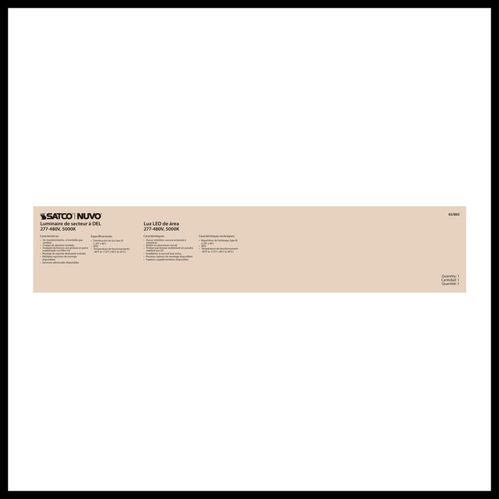 SATCO/NUVO LED Area Light Type III 200W Bronze Finish 5000K 277-480V (65-865)