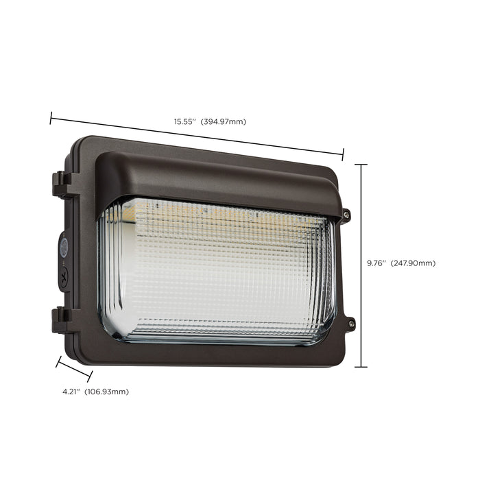 SATCO/NUVO LED Low Profile Wall Pack Wattage/CCT Selectable 30W/45W/60W 3000K/4000K/5000K Photocell Emergency Battery Bronze (Q3)