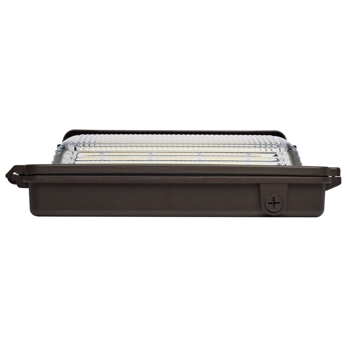 SATCO/NUVO LED Low Profile Wall Pack Wattage/CCT Selectable 70W/85W/100W 3000K/4000K/5000K Photocell Emergency Battery Bronze (Q3)