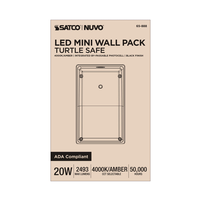 SATCO/NUVO Turtle Safe Wall Pack 20W 4000K Black Finish Amber Light (65-888)