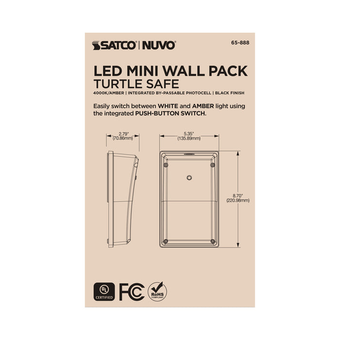 SATCO/NUVO Turtle Safe Wall Pack 20W 4000K Black Finish Amber Light (65-888)
