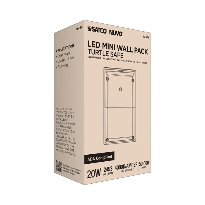SATCO/NUVO Turtle Safe Wall Pack 20W 4000K Black Finish Amber Light (65-888)
