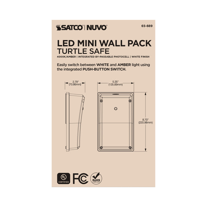 SATCO/NUVO LED Turtle Friendly Small Wall Pack 20W Amber Color White Finish (65-889)